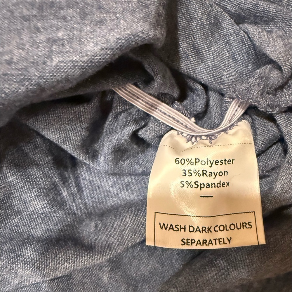 Wiholl Dolman V-Neck Tee NWT Heather Blue Ruched Sides Relaxed XL - Picture 5 of 5